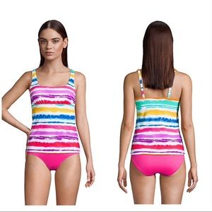 Lands end square neck underwire tankini top